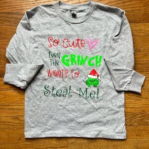 NWOT Handmade Gray Kids Shirt with Grinch Design